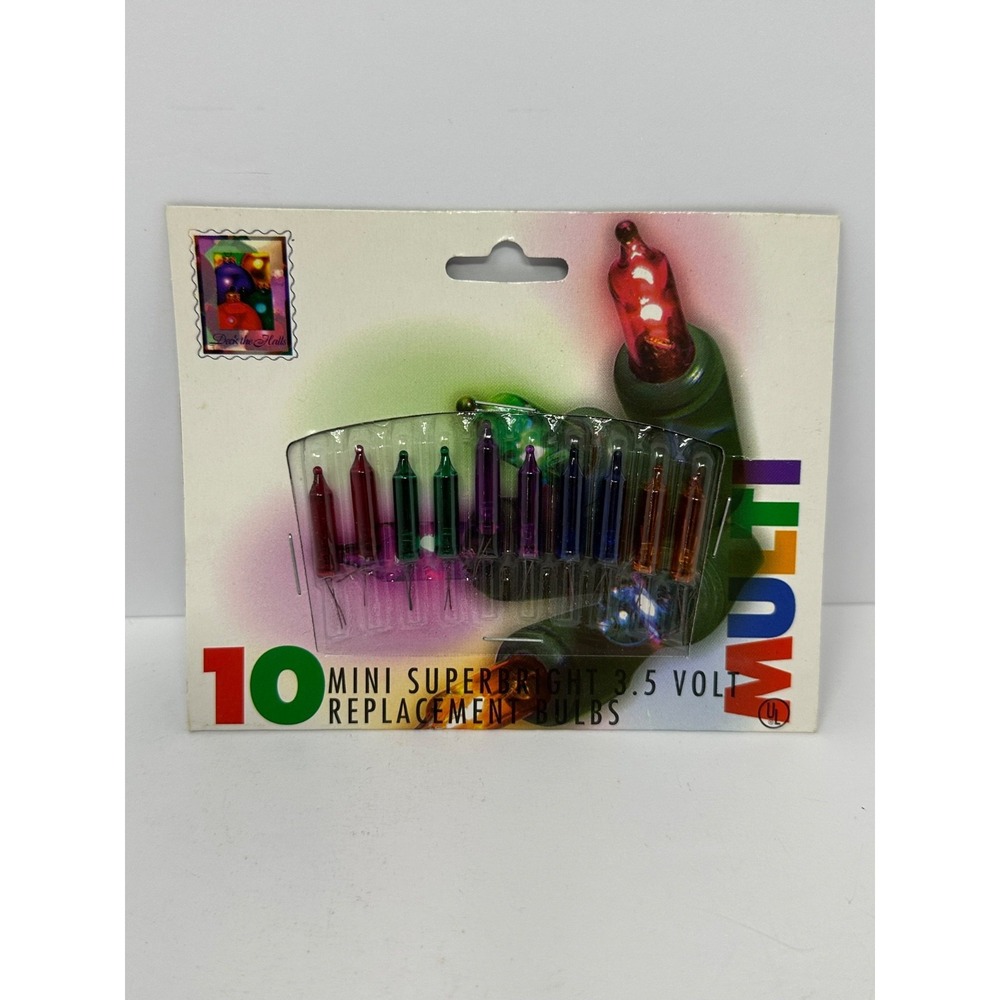 Vintage 1996 3.5 V Christmas Replacement Bulbs Multi Mini Super Bright 10pk T7